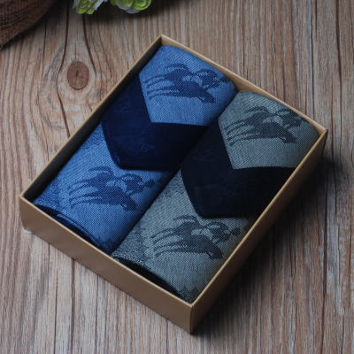 Double gift box 60 cotton men 's handkerchiefs full cotton handkerchief jacquard 45 cm