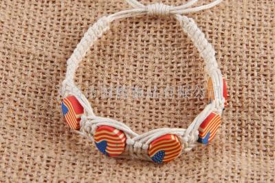 Hand-woven wax line fimo soft pottery bracelet