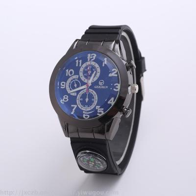 2017 new compass silicone watch men's sports large dial silicone watch