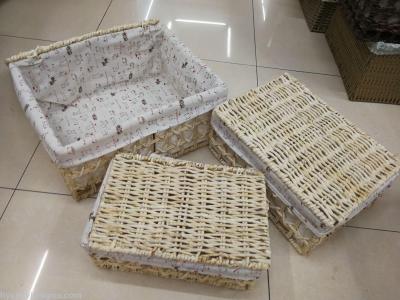 Corn rope braiding basket with a basket covered with a basket of top green storage box decorative basket.