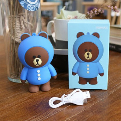Cute Brown Bear Mobile Power Mini Cartoon 8000 mAh South Korea Hot.