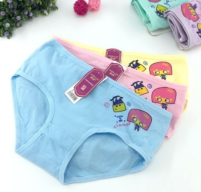 Pure color cotton cute cartoon girl little panties female students youth development cotton underwear