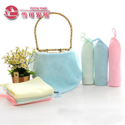 Square towel super fine fiber 25*25 kindergarten children gift plain color hand towel promotion gifts