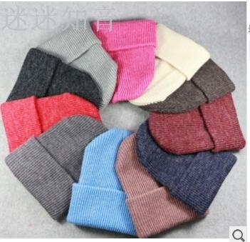 New Korean version of the rabbit wool solid color men and women wild warm wool hat knitted hat cap cold cap