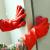 Short Thickened Warm PVC Dishwashing Rubber Gloves Household Gloves Rubber Cotton Gloves