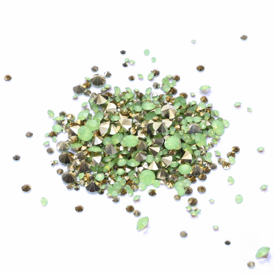 Wholesale Green Opal Color Resin Rhinestones PointBack Glue On Beads Many Sizes Diamonds Nail Art Wedding Dress 