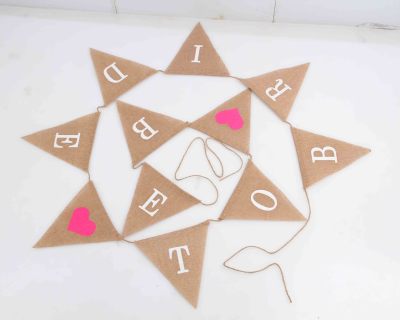 Europe and the United States wedding decoration jute cloth triangle flag to pull the flag wedding flag