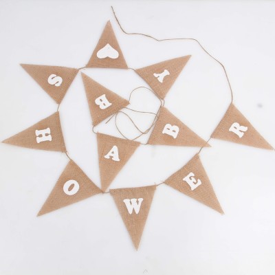 Environmental protection linen Christmas wedding class party creative triangle flag baby shower