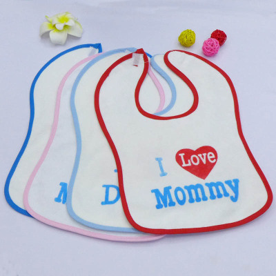 I love my mom and dad Manufacturer direct sale waterproof bib large towel cotton saliva towel newborn bib