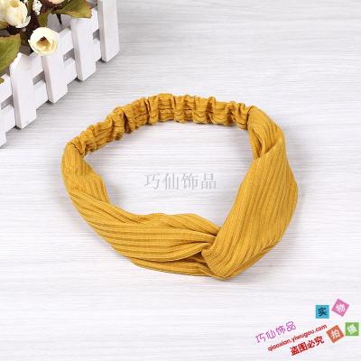 Fashionable temperament pure color cross hair band is tie-in and tie-in the head hoop that tie-in hair is tie-in.