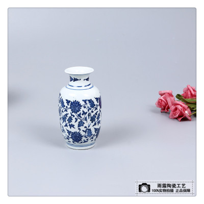 Painted blue and white porcelain mini floret bottle living room decoration bogu wear decorations