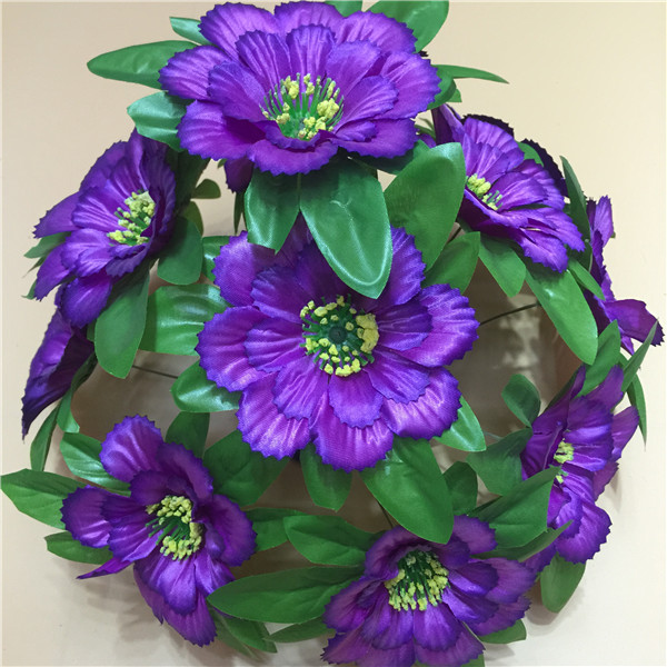 义乌厂家直销装饰仿真花 摆台仿真植物 13头八角平菊盘花