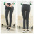 Spring and autumn stretch maternity trousers with dark gray color and matching small foot mouth design