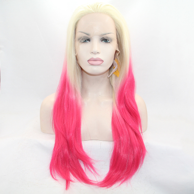 High temperature silk front lace headgear wig headgear wig factory owner straight hair T color