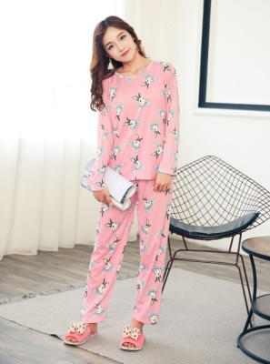 New lady milk silk cartoon pajamas suit rabbit long-sleeved pajamas home service