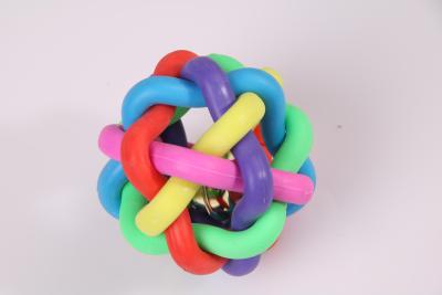 Manufacturer direct selling 10CM color woven ball rainbow ball colorful bell ball pet supplies