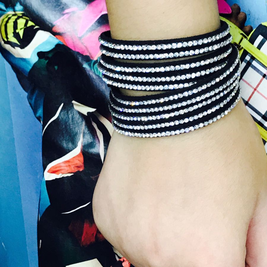 施华洛同款5排分条6号水钻双圈手链