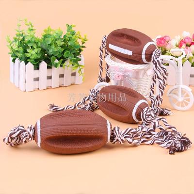 Factory direct sale hanging rope football grinding teeth toys dog bite sound toys