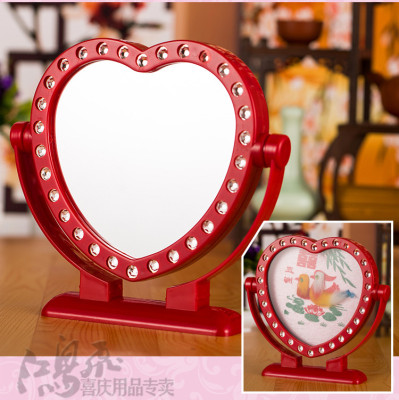 Wedding supplies mirror Trousseau High-end Red Mirror Desktop Festive dressing mirror