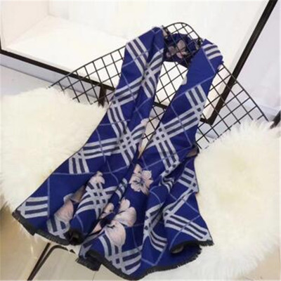 Autumn and Winter New Plaid Flower Brushed Warm Cashmere Scarf Women's European and American Famous Shawl