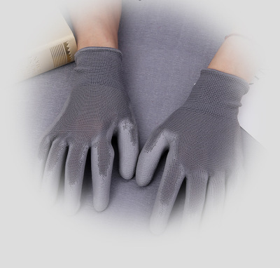 【 quantity 】 anti-static coating gloves thickened PU coated gloves white yarn anti-static gloves.