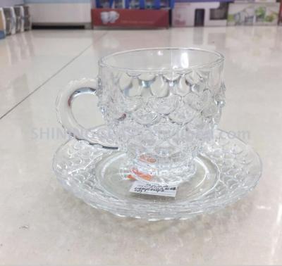 Transparent glass cup , large size coffee cup set