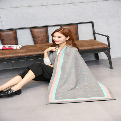 Korean Style New Jacquard Brushed Bee Double-Sided Dual-Use Cashmere Scarf Women's Extra Large Thickened Shawl