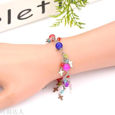 Korean crystal garnet chain pendant bracelet pure handmade bracelet jewelry wholesale