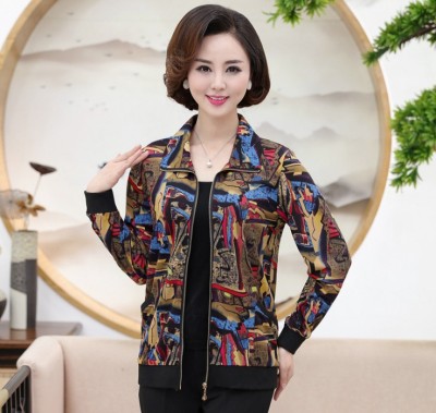 Autumn new mother loaded coat leisure middle age large loose loose jacket