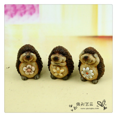 Original cute hedgehog resin small animals set up a creative craft home decoration children's gifts