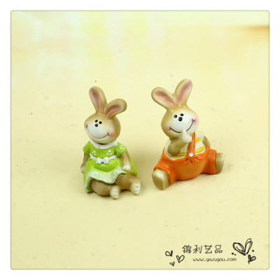 Practice animal small white rabbit to lay out a landscape resin sculpture handicraft
