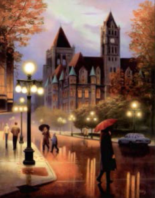 Foreign trade diamond painting landscape rainy night evening 40x50cm full drill cross stitch