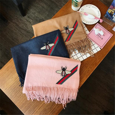 Solid Color Artificial Cashmere Scarf Women's Winter All-Matching Bee Tassel Scarf Warm Oversize Shawl Scarf