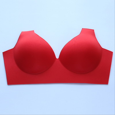 High-grade red one-piece seamless sponge bra inserts a half-shoulder bra cup chest cushion mold cup manufacturers wholesale customized