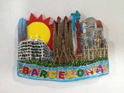 Factory Direct Sales Resin Refrigerator Magnet Barcelona Landscape