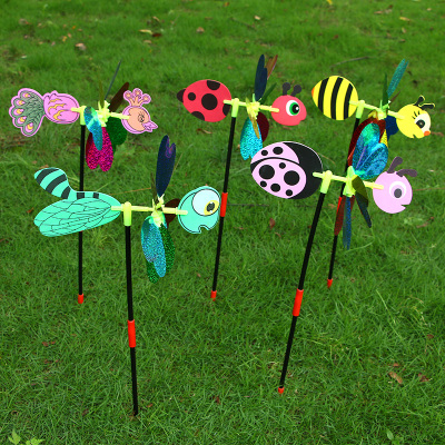 New cartoon sequined insects bees stereo small windmill outdoor kindergarten children's toys decorated stalls selling