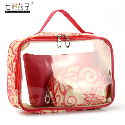 Korean printing three-piece cosmetic bag high quality waterproof female cosmetic bag