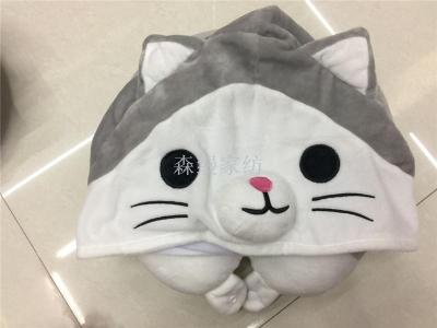 New Unicorn Hooded Neck Pillow Woodpecker White Cat Hooded U-Shaped Pillow Copyright Products