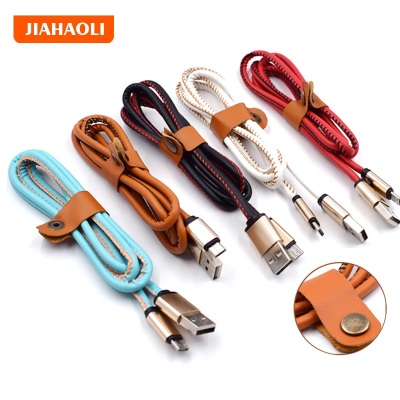 Creative leather charging data cable Apple Android line of aluminum alloy rapid charge.
