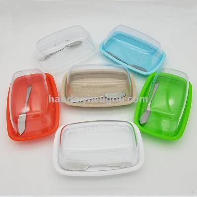 Stainless steel, plastic dazzle color butter dish arc transparent cover butter dish western food butter dish