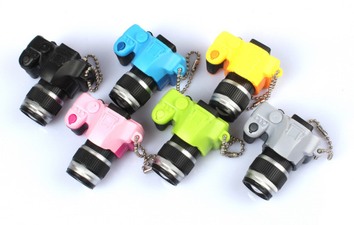 SLR Camera Keychain Bead Necklace Led Sounding Luminous Bead Necklace Flashlight Colorful Lego Building Blocks