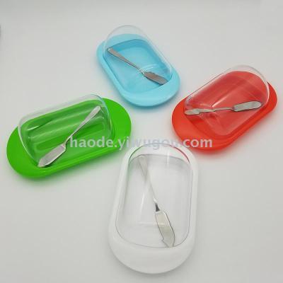 Colorful transparent cover circular arc butter plate plastic cheese box restaurant butter plate dessert plate