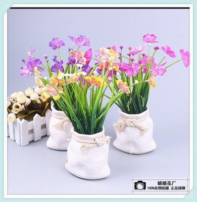 Artificial flower orchid plastic flower decoration flower living room flower arrangement green plant flower pot
