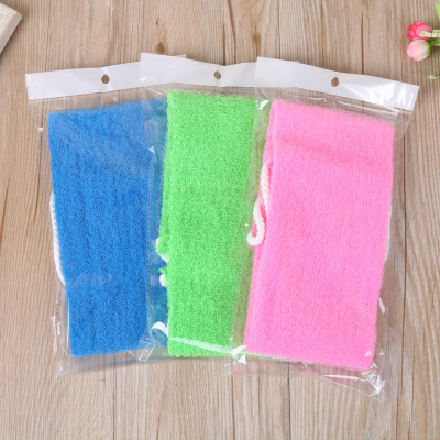 Single-color scrubbing towel pull back an adult double-face force to clean the dirt long strip bath towel.