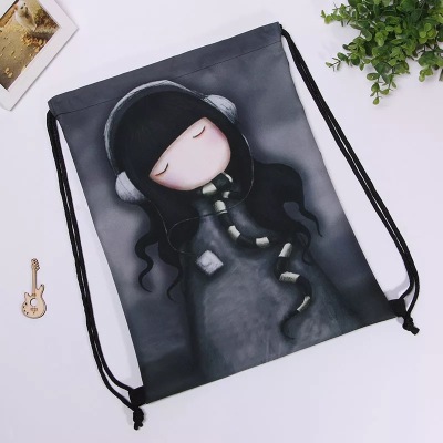 New Polyester Cartoon Cute Polyester Waterproof Drawstring Small Backpack Drawstring Drawstring Pocket Factory Customized