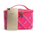 Plaid picture cylinder makeup bag PU large checked handbag cosmetics collection manufacturers direct sales.