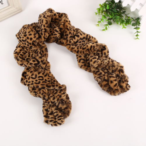 Leopard Print Winter Warm Large Intestine Scarf， Women‘s Large Intestine Scarf， South Korean Velvet Women‘s Scarf