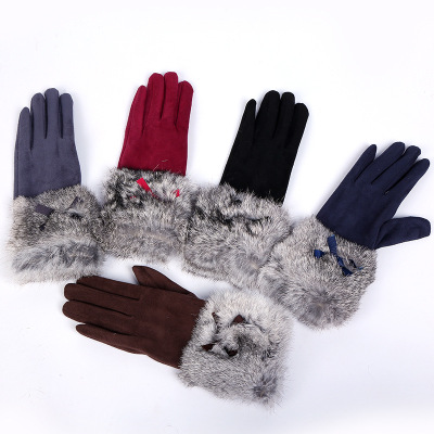 Hot-selling suede fashion thermal gloves winter wearing suede touch screen outdoor cycling