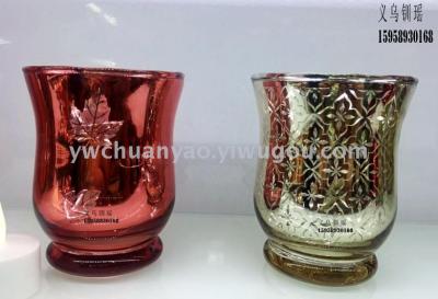 Electroplate laser engraved glass candlestick glass wind lamp