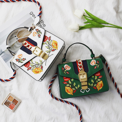4143  handbag Ribbon embroidery flower bag fashion Messenger bags